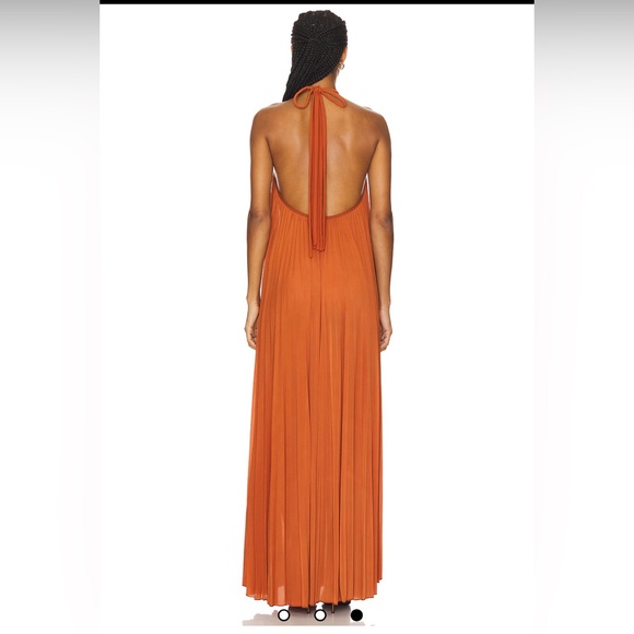 NWT Ronny Kobo Crystal Halter Maxi Dress - Rust - Picture 2 of 7